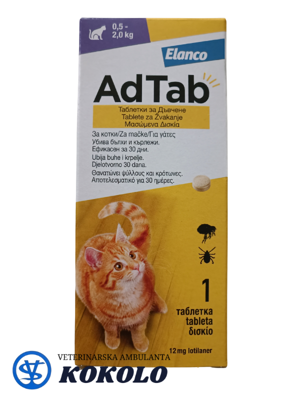 AdTab tablete protiv buha i krpelja za mačke 0,5-2 kg